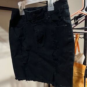 Chic Black Distressed Mini Skirt